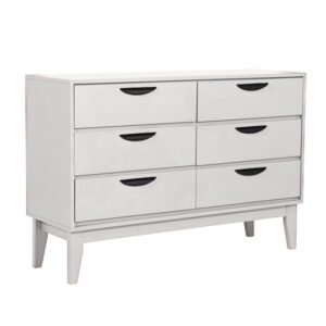 Lanus Wooden Chest Of 6 Drawers Wide In Taupe