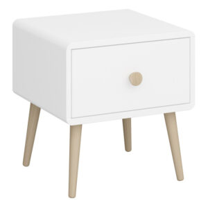 Giza Wooden Bedside Table With 1 Drawer In Pure White