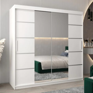 Vevey III Mirrored Wardrobe 2 Sliding Doors 200cm In White