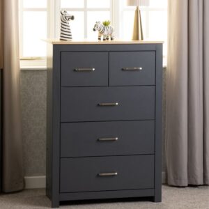 Parnu Wooden Chest Of 5 Drawers In Grey And Oak