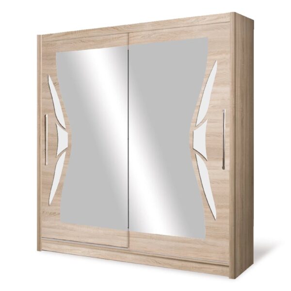 Danville II Mirrored Wardrobe 150cm 2 Sliding Doors In Sonoma Oak