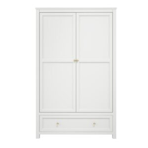Iowa Wooden Wardrobe With 2 Doors 1 Drawer In White