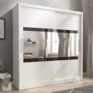 Mack 180cm IV Mirrored Wardrobe With 2 Sliding Doors In Matt White