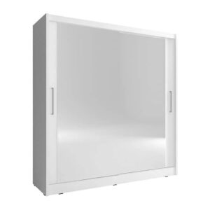 Mack 180cm VI Mirrored Wardrobe With 2 Sliding Doors In Matt White