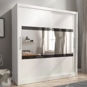 Mack 200cm IV Mirrored Wardrobe With 2 Sliding Doors In Matt White