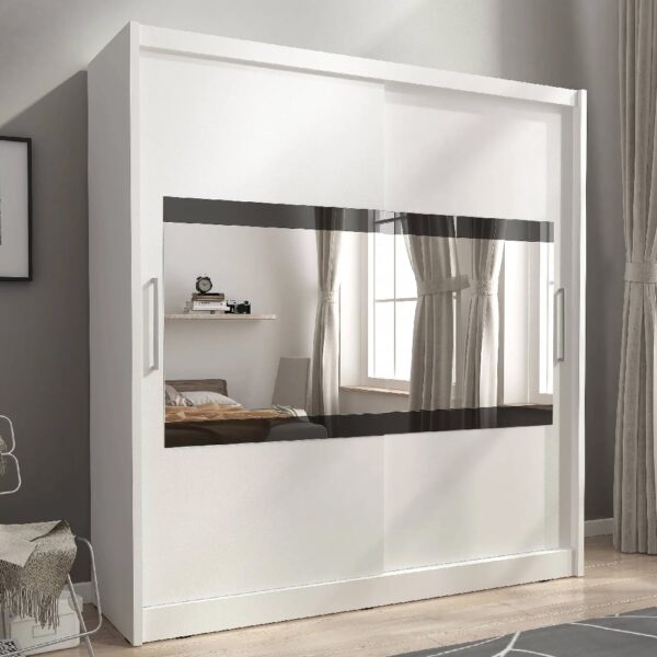 Mack 200cm IV Mirrored Wardrobe With 2 Sliding Doors In Matt White