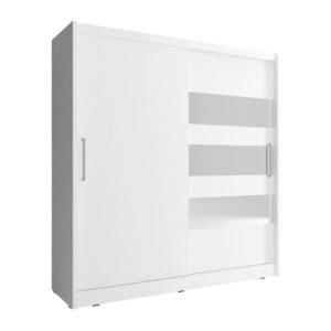 Mack 200cm Wooden Wardrobe With 2 Sliding Doors In Matt White