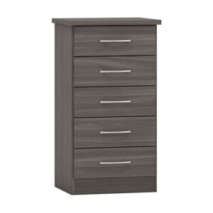 Mack Narrow Wooden Chest Of 5 Drawers In Black