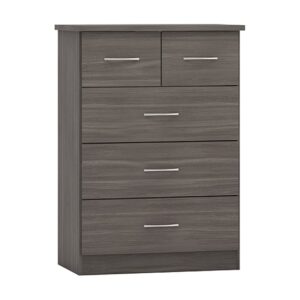 Mack Wide Wooden Chest Of 5 Drawers In Black