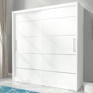 Mack Wooden Wardrobe 200cm With 2 Sliding Doors In Matt White