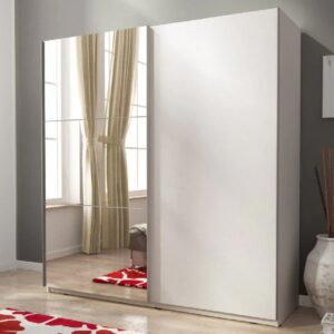Melrose 150cm I Wooden Wardrobe With 2 Sliding Doors In Matt White