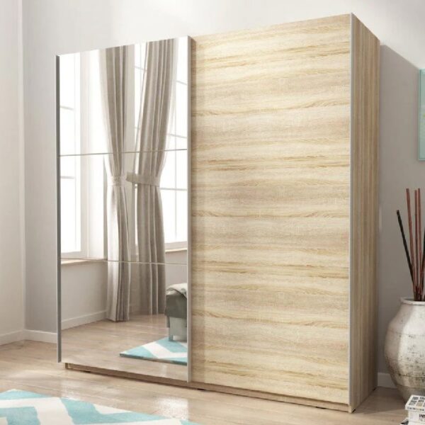 Melrose 200cm I Wooden Wardrobe With 2 Sliding Doors In Sonoma Oak