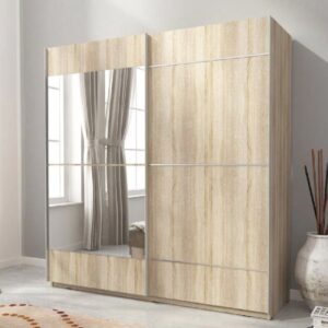Melrose 200cm II Wooden Wardrobe With 2 Sliding Doors In Sonoma Oak