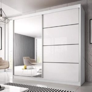 Mesa 183cm Mirrored Wardrobe And 2 Sliding Doors In White Gloss