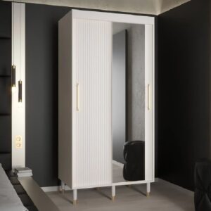 Millwall 100cm Mirrored Wardrobe With 2 Sliding Doors In White