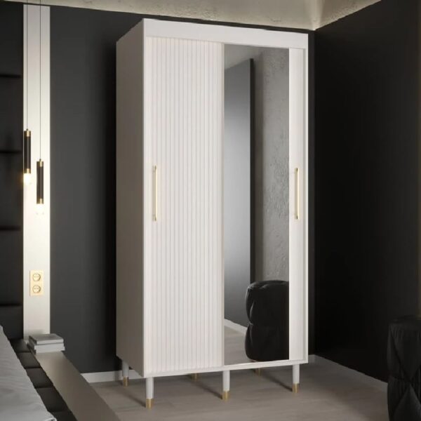 Millwall 100cm Mirrored Wardrobe With 2 Sliding Doors In White