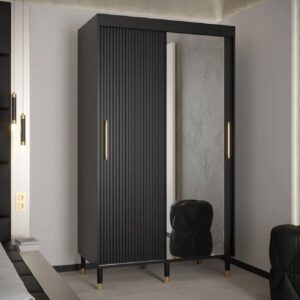 Millwall 120cm Mirrored Wardrobe With 2 Sliding Doors In Black