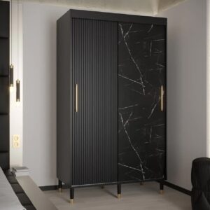 Millwall 120cm Wooden Wardrobe With 2 Sliding Doors In Black