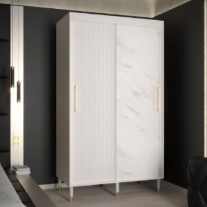 Millwall 120cm Wooden Wardrobe With 2 Sliding Doors In White