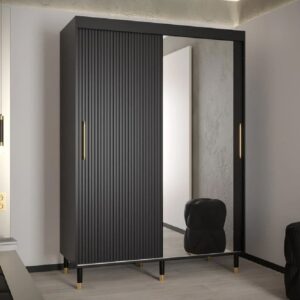 Millwall 150cm Mirrored Wardrobe With 2 Sliding Doors In Black