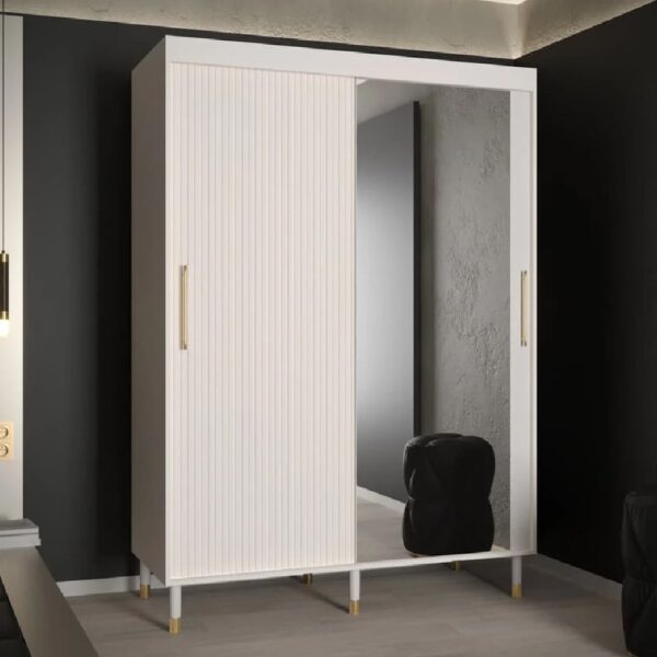 Millwall 150cm Mirrored Wardrobe With 2 Sliding Doors In White