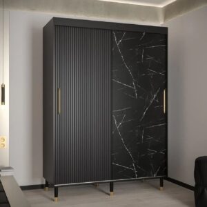Millwall Wooden Wardrobe 150cm With 2 Sliding Doors In Black