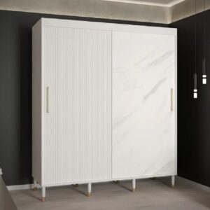 Millwall Wooden Wardrobe 180cm With 2 Sliding Doors In White