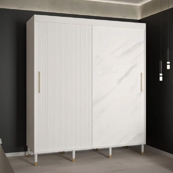 Millwall Wooden Wardrobe 180cm With 2 Sliding Doors In White