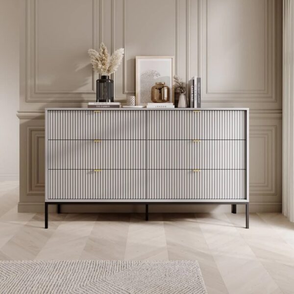 Napa Wooden Chest Of 6 Drawers In Matt Grey