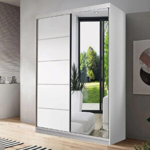 Nichols Wooden Wardrobe With 2 Sliding Doors In Matt White