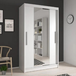Nichols Wooden Wardrobe With 2 Sliding Doors In White