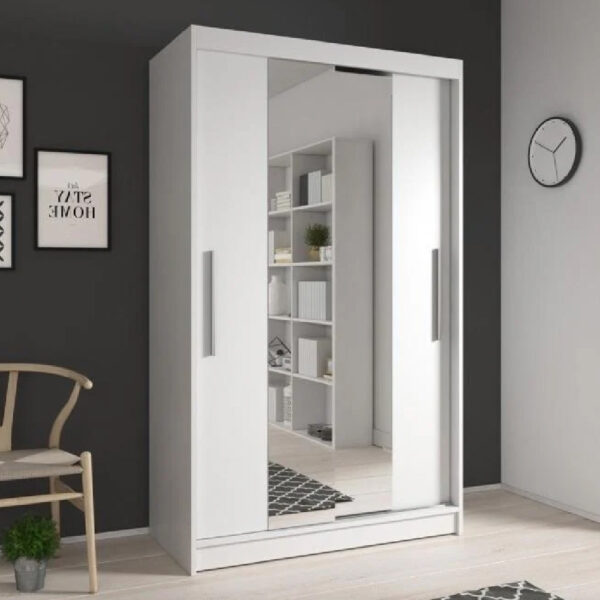 Nichols Wooden Wardrobe With 2 Sliding Doors In White