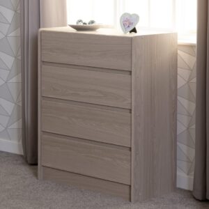 Palmyra Wooden Chest Of 4 Drawers In Smoked Ash