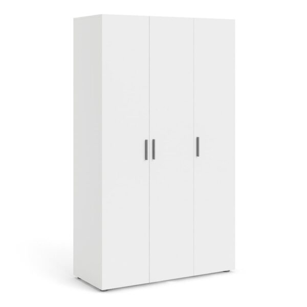 Perkin Wooden Wardrobe With 3 Doors In White Woodgrain