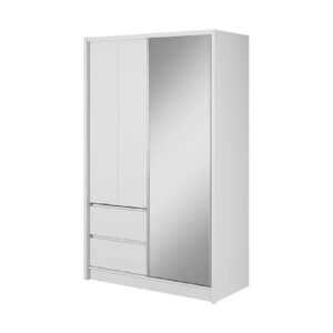 Sedona 134cm Woooden Wardrobe With 2 Sliding Doors In Matt White