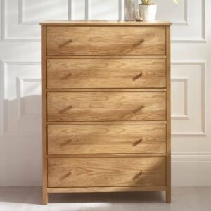 Calliope Wooden Chest Of 5 Drawers In Oak