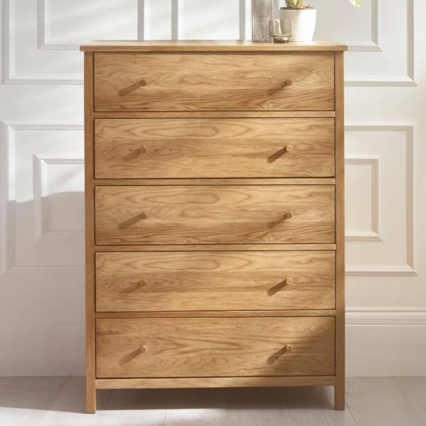Calliope Wooden Chest Of 5 Drawers In Oak