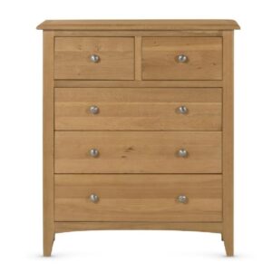 Kamiah Wide Wooden Chest Of 5 Drawers In Oak