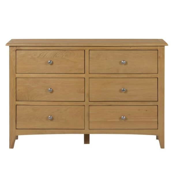 Kamiah Wide Wooden Chest Of 6 Drawers In Oak