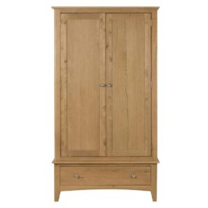 Kamiah Wooden Wardrobe With 2 Doors 1 Drawer In Oak
