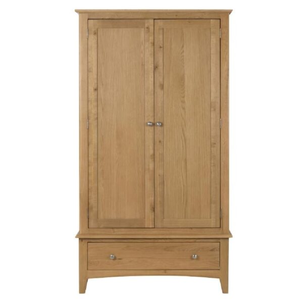 Kamiah Wooden Wardrobe With 2 Doors 1 Drawer In Oak