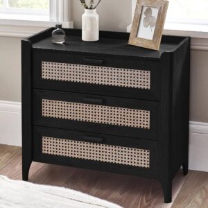 Sumter Wooden Chest Of 3 Drawers In Black Ash And Oak