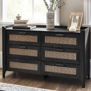 Sumter Wooden Chest Of 6 Drawers In Black Ash And Oak