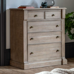 Valletta Wooden Chest Of 5 Drawers In Natural