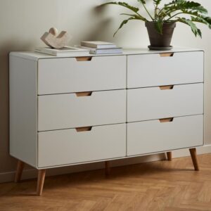 Lincoln Wooden Chest Of 6 Drawers In White And Oak