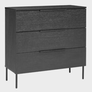 Lucca Wooden Chest Of 3 Drawers In Black