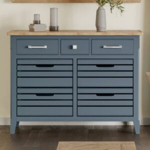 Sanford Wooden Chest Of 7 Drawers In Blue And Oak