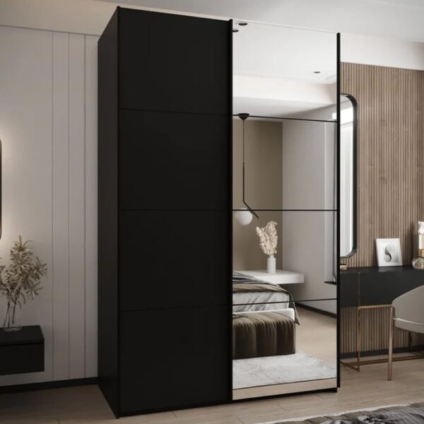 Tarzana III Wooden Wardrobe With 2 Sliding Doors In Black
