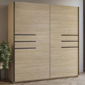 Viola Wooden Wardrobe With 2 Sliding Doors In Oiled Oak