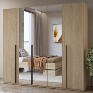 Viola Wooden Wardrobe With 5 Doors In Oiled Oak